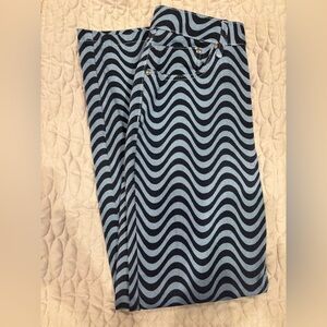 Black and Blue Wave Ragged Jeans